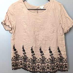 J.Crew short sleeve scalloped blouse